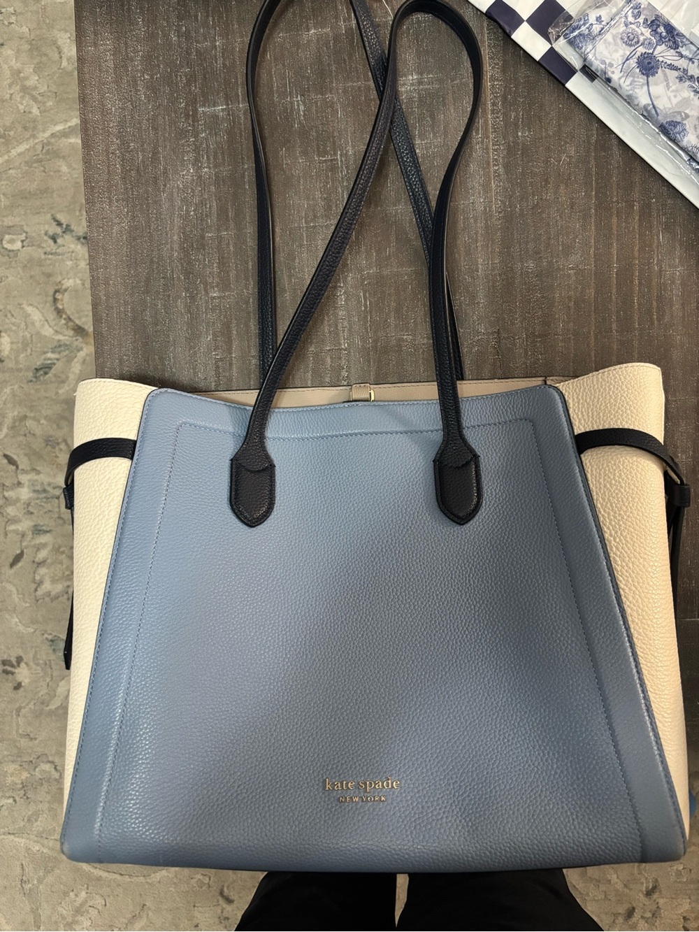 kate spade Blue, Cream & Navy Leather Tote